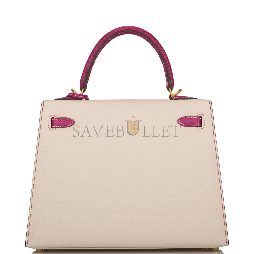 HERMES SPECIAL ORDER (HSS) KELLY SELLIER 25 ROSE POURPRE AND CRAIE EPSOM BRUSHED GOLD HARDWARE HANDMADE(25*17*7cm) HERMES SPECIAL ORDER (HSS) KELLY SELLIER 25 ROSE POURPRE AND CRAIE EPSOM BRUSHED GOLD HARDWARE HANDMADE(25*17*7cm)