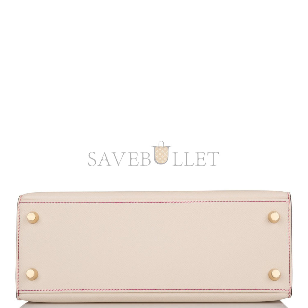 HERMES SPECIAL ORDER (HSS) KELLY SELLIER 25 ROSE POURPRE AND CRAIE EPSOM BRUSHED GOLD HARDWARE HANDMADE(25*17*7cm) HERMES SPECIAL ORDER (HSS) KELLY SELLIER 25 ROSE POURPRE AND CRAIE EPSOM BRUSHED GOLD HARDWARE HANDMADE(25*17*7cm)