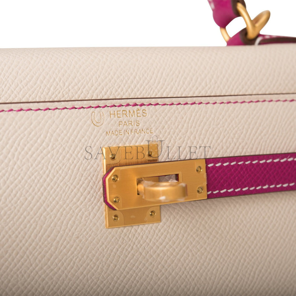 HERMES SPECIAL ORDER (HSS) KELLY SELLIER 25 ROSE POURPRE AND CRAIE EPSOM BRUSHED GOLD HARDWARE HANDMADE(25*17*7cm) HERMES SPECIAL ORDER (HSS) KELLY SELLIER 25 ROSE POURPRE AND CRAIE EPSOM BRUSHED GOLD HARDWARE HANDMADE(25*17*7cm)