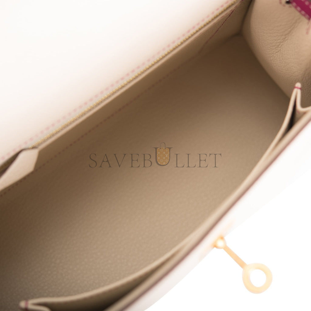 HERMES SPECIAL ORDER (HSS) KELLY SELLIER 25 ROSE POURPRE AND CRAIE EPSOM BRUSHED GOLD HARDWARE HANDMADE(25*17*7cm) HERMES SPECIAL ORDER (HSS) KELLY SELLIER 25 ROSE POURPRE AND CRAIE EPSOM BRUSHED GOLD HARDWARE HANDMADE(25*17*7cm)