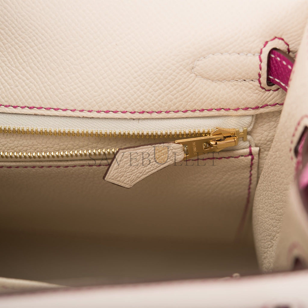 HERMES SPECIAL ORDER (HSS) KELLY SELLIER 25 ROSE POURPRE AND CRAIE EPSOM BRUSHED GOLD HARDWARE HANDMADE(25*17*7cm) HERMES SPECIAL ORDER (HSS) KELLY SELLIER 25 ROSE POURPRE AND CRAIE EPSOM BRUSHED GOLD HARDWARE HANDMADE(25*17*7cm)