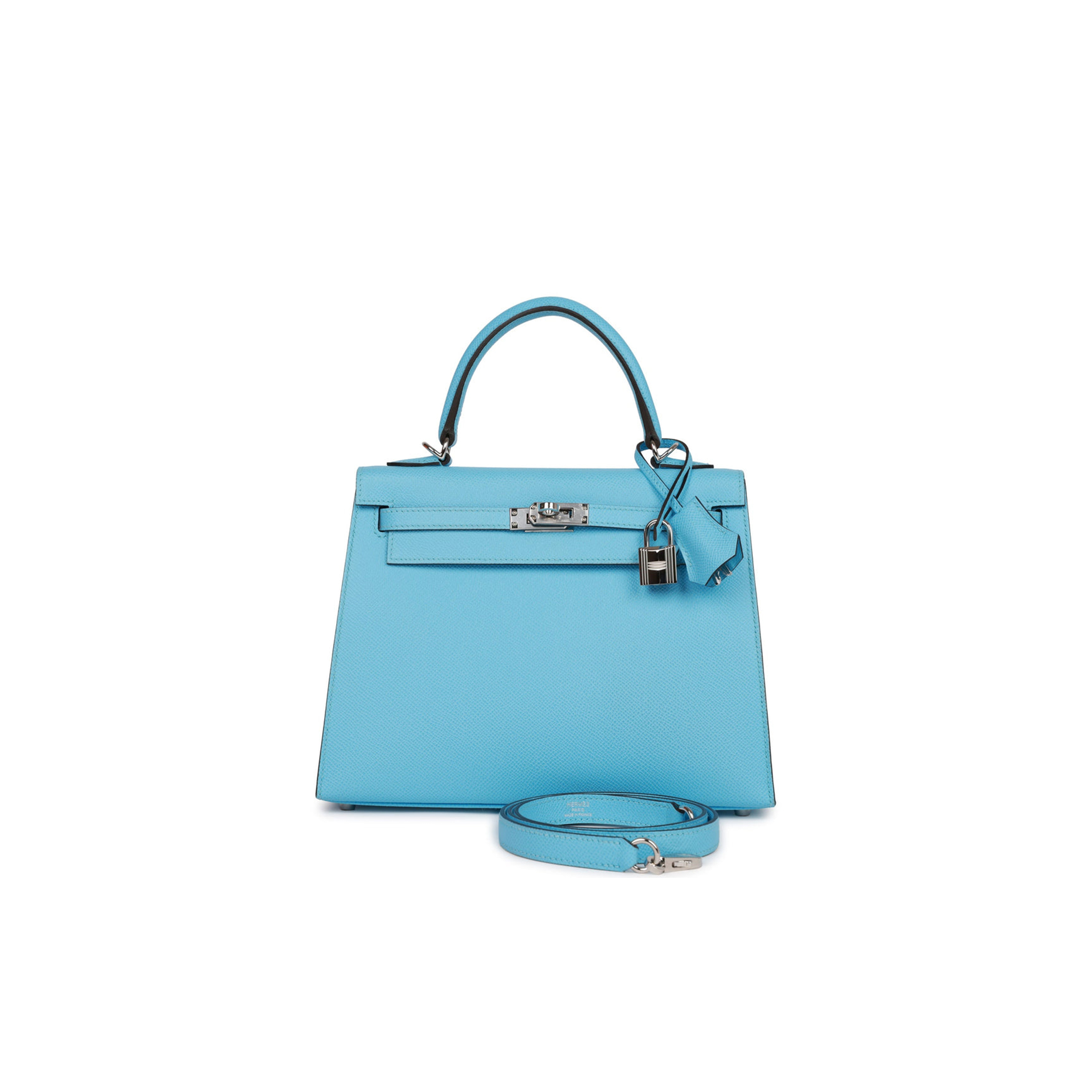 HERMES KELLY SELLIER 25 CELESTE EPSOM PALLADIUM HARDWARE (25*17*7cm) HERMES KELLY SELLIER 25 CELESTE EPSOM PALLADIUM HARDWARE (25*17*7cm)