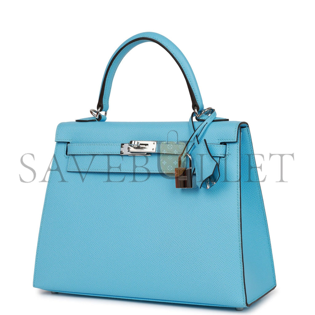 HERMES KELLY SELLIER 25 CELESTE EPSOM PALLADIUM HARDWARE (25*17*7cm) HERMES KELLY SELLIER 25 CELESTE EPSOM PALLADIUM HARDWARE (25*17*7cm)