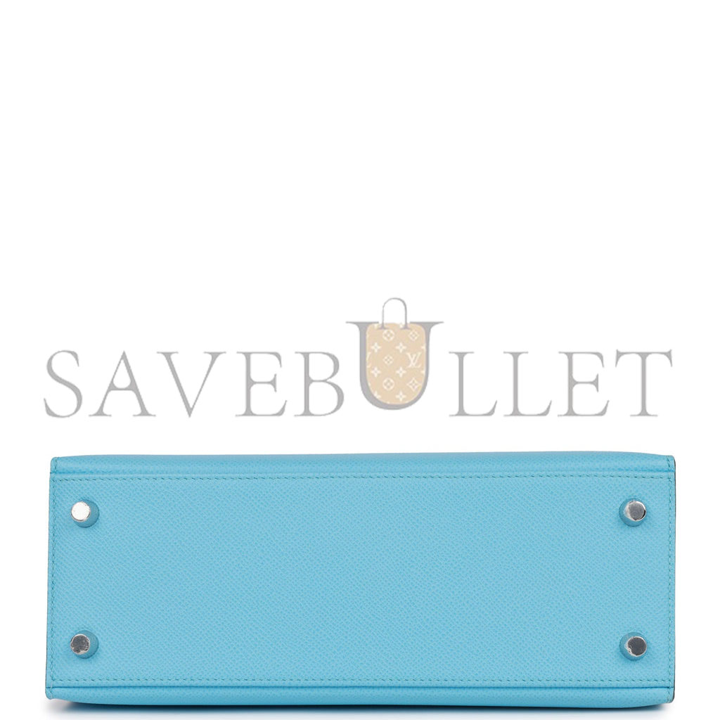 HERMES KELLY SELLIER 25 CELESTE EPSOM PALLADIUM HARDWARE (25*17*7cm) HERMES KELLY SELLIER 25 CELESTE EPSOM PALLADIUM HARDWARE (25*17*7cm)