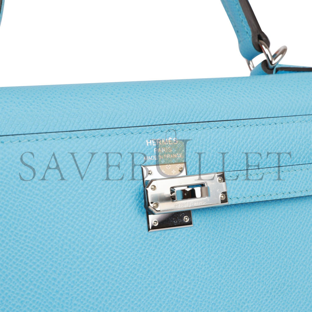 HERMES KELLY SELLIER 25 CELESTE EPSOM PALLADIUM HARDWARE (25*17*7cm) HERMES KELLY SELLIER 25 CELESTE EPSOM PALLADIUM HARDWARE (25*17*7cm)