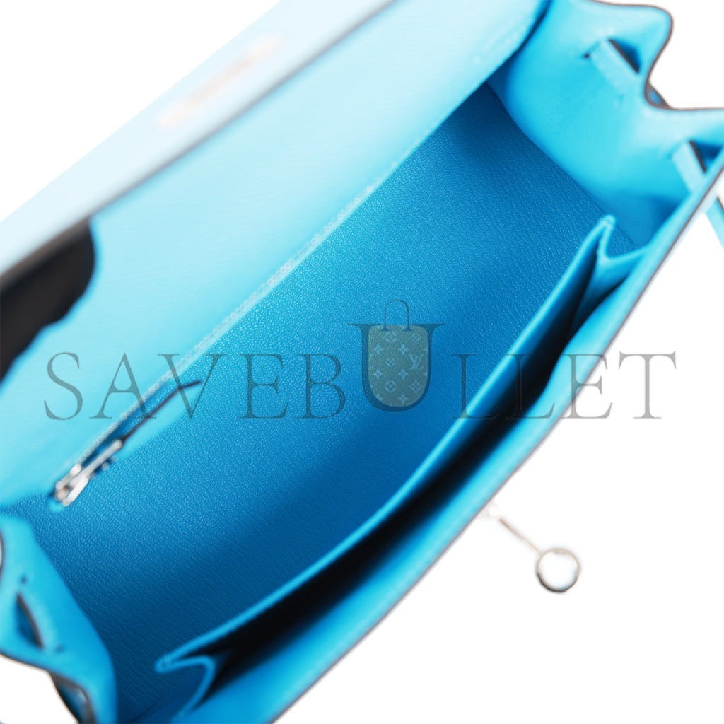 HERMES KELLY SELLIER 25 CELESTE EPSOM PALLADIUM HARDWARE (25*17*7cm) HERMES KELLY SELLIER 25 CELESTE EPSOM PALLADIUM HARDWARE (25*17*7cm)
