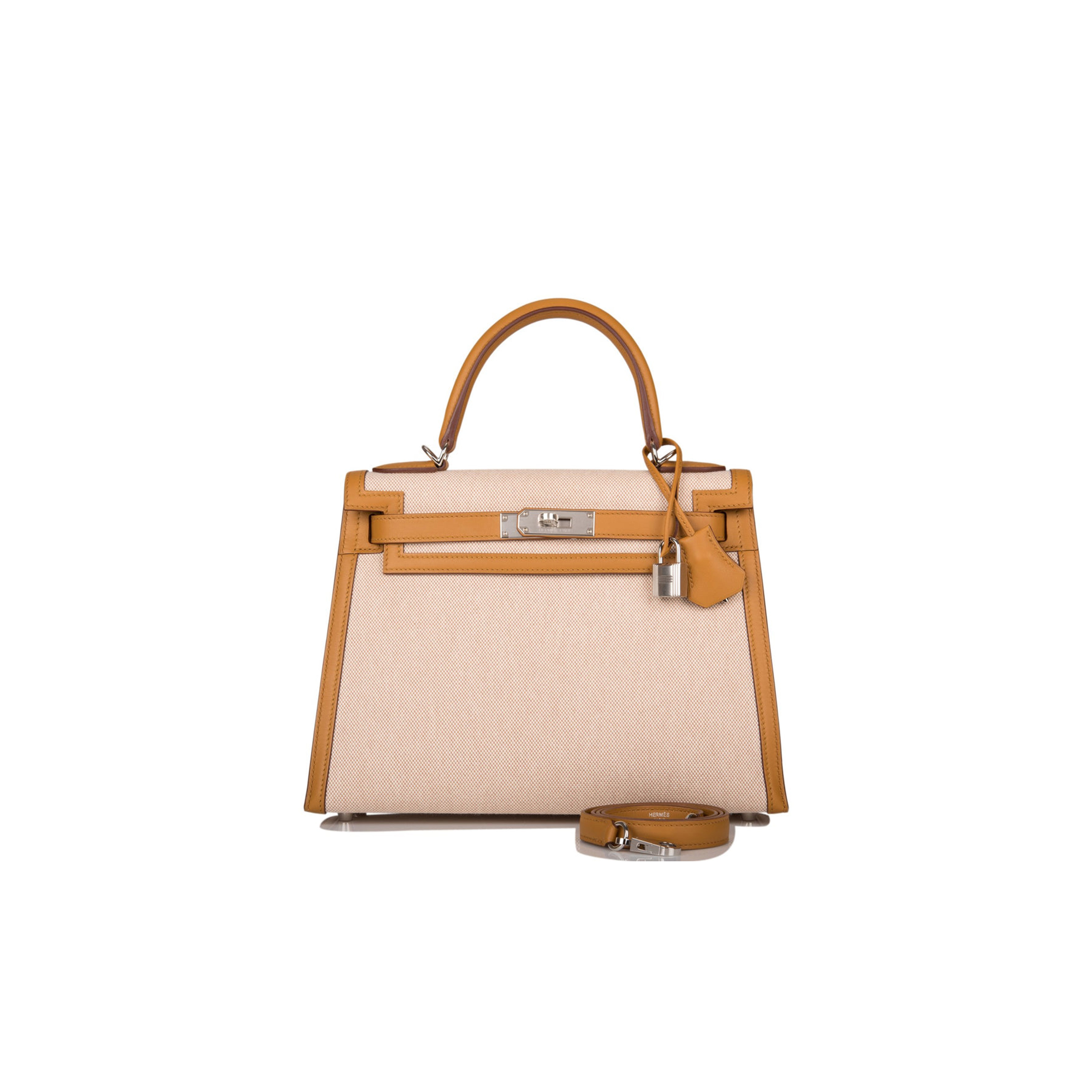 HERMES KELLY SELLIER 28 SESAME TOILE AND SWIFT PALLADIUM HARDWARE (28*22*10cm) HERMES KELLY SELLIER 28 SESAME TOILE AND SWIFT PALLADIUM HARDWARE (28*22*10cm)