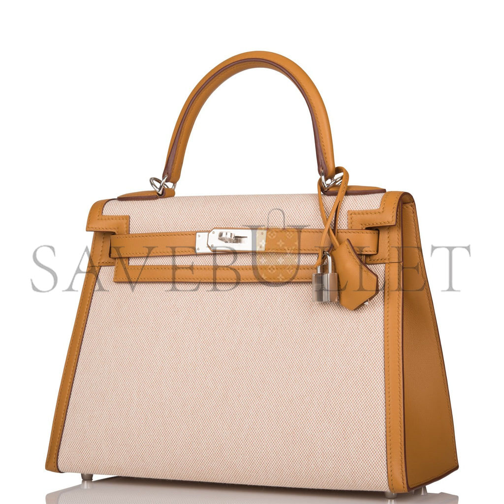 HERMES KELLY SELLIER 28 SESAME TOILE AND SWIFT PALLADIUM HARDWARE (28*22*10cm) HERMES KELLY SELLIER 28 SESAME TOILE AND SWIFT PALLADIUM HARDWARE (28*22*10cm)