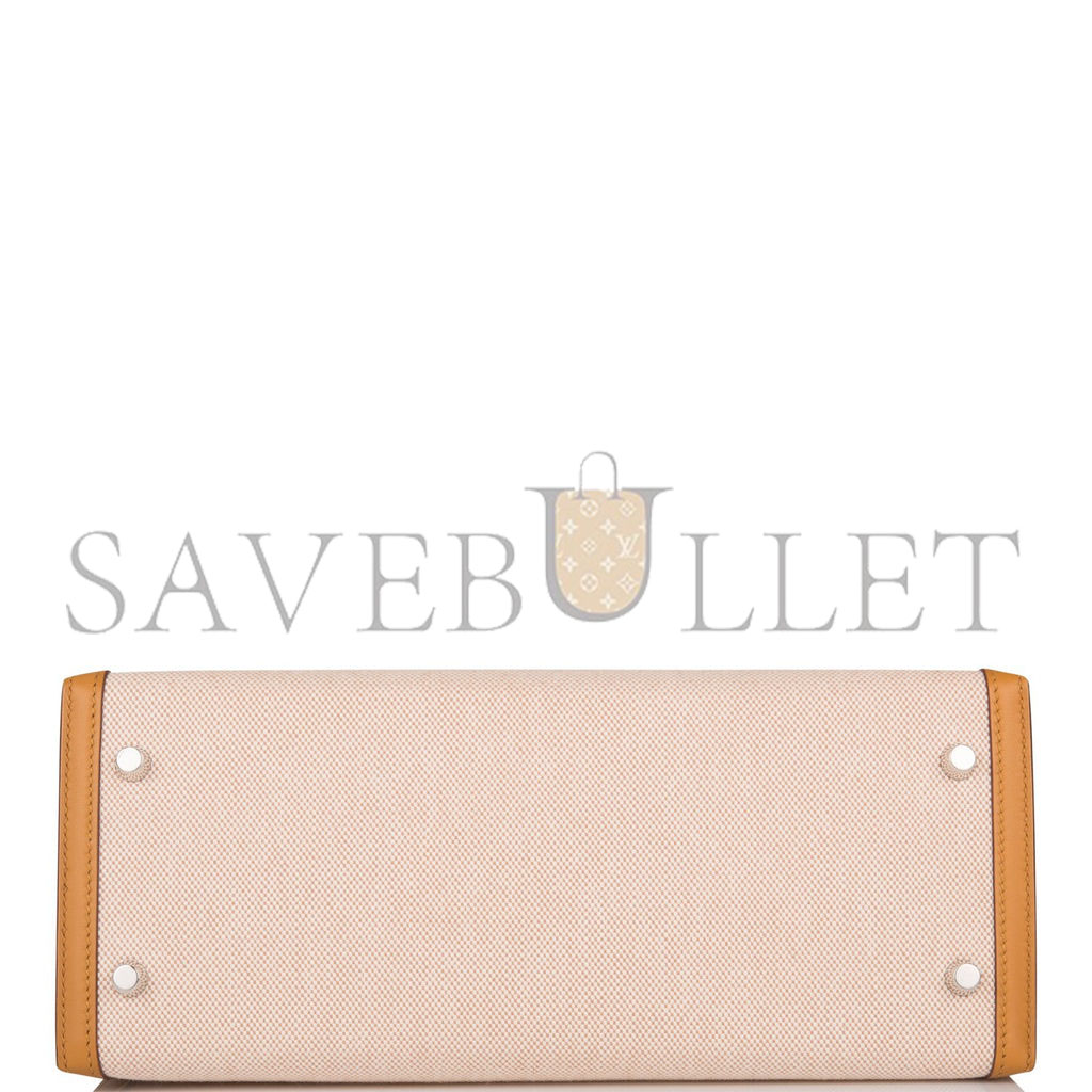 HERMES KELLY SELLIER 28 SESAME TOILE AND SWIFT PALLADIUM HARDWARE (28*22*10cm) HERMES KELLY SELLIER 28 SESAME TOILE AND SWIFT PALLADIUM HARDWARE (28*22*10cm)