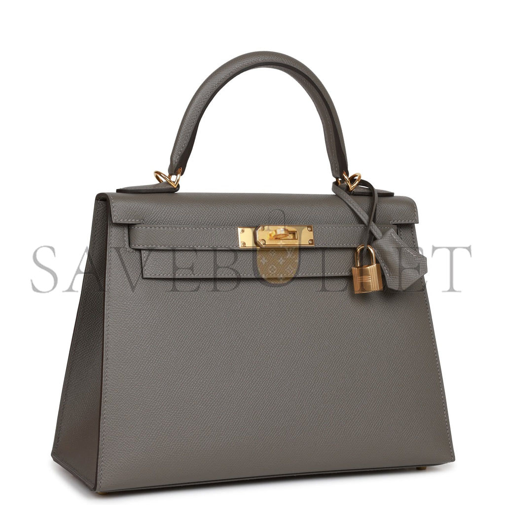 HERMES KELLY SELLIER 28 GRIS MEYER EPSOM GOLD HARDWARE (28*22*10cm) HERMES KELLY SELLIER 28 GRIS MEYER EPSOM GOLD HARDWARE (28*22*10cm)