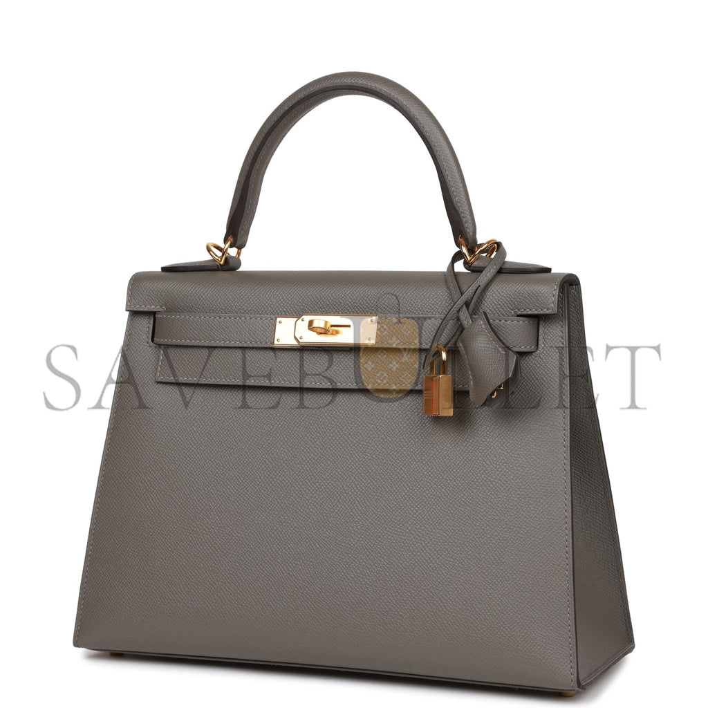 HERMES KELLY SELLIER 28 GRIS MEYER EPSOM GOLD HARDWARE (28*22*10cm) HERMES KELLY SELLIER 28 GRIS MEYER EPSOM GOLD HARDWARE (28*22*10cm)