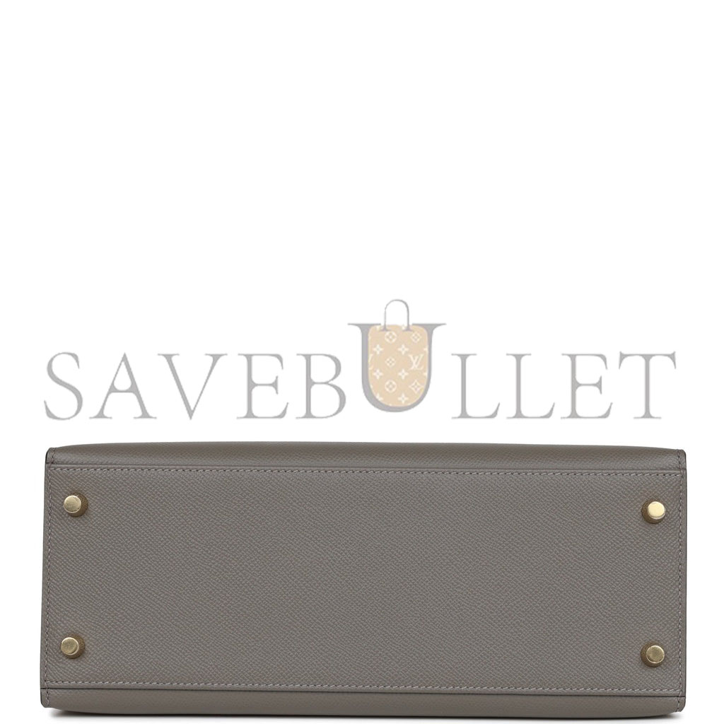 HERMES KELLY SELLIER 28 GRIS MEYER EPSOM GOLD HARDWARE (28*22*10cm) HERMES KELLY SELLIER 28 GRIS MEYER EPSOM GOLD HARDWARE (28*22*10cm)