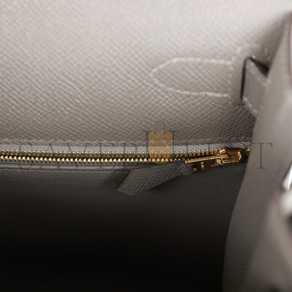 HERMES KELLY SELLIER 28 GRIS MEYER EPSOM GOLD HARDWARE (28*22*10cm) HERMES KELLY SELLIER 28 GRIS MEYER EPSOM GOLD HARDWARE (28*22*10cm)
