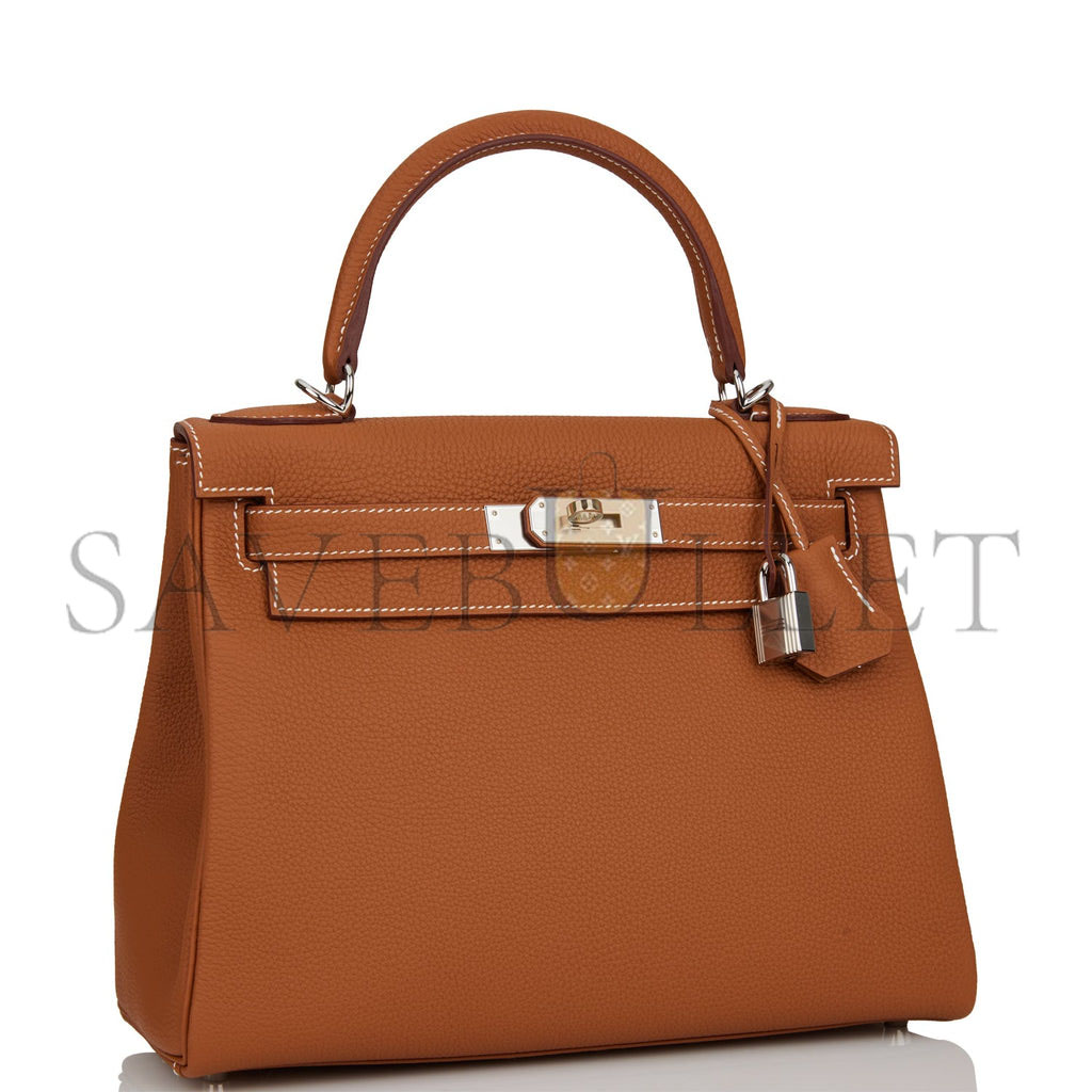HERMES KELLY RETOURNE 28 GOLD TOGO PALLADIUM HARDWARE (28*22*10cm) HERMES KELLY RETOURNE 28 GOLD TOGO PALLADIUM HARDWARE (28*22*10cm)