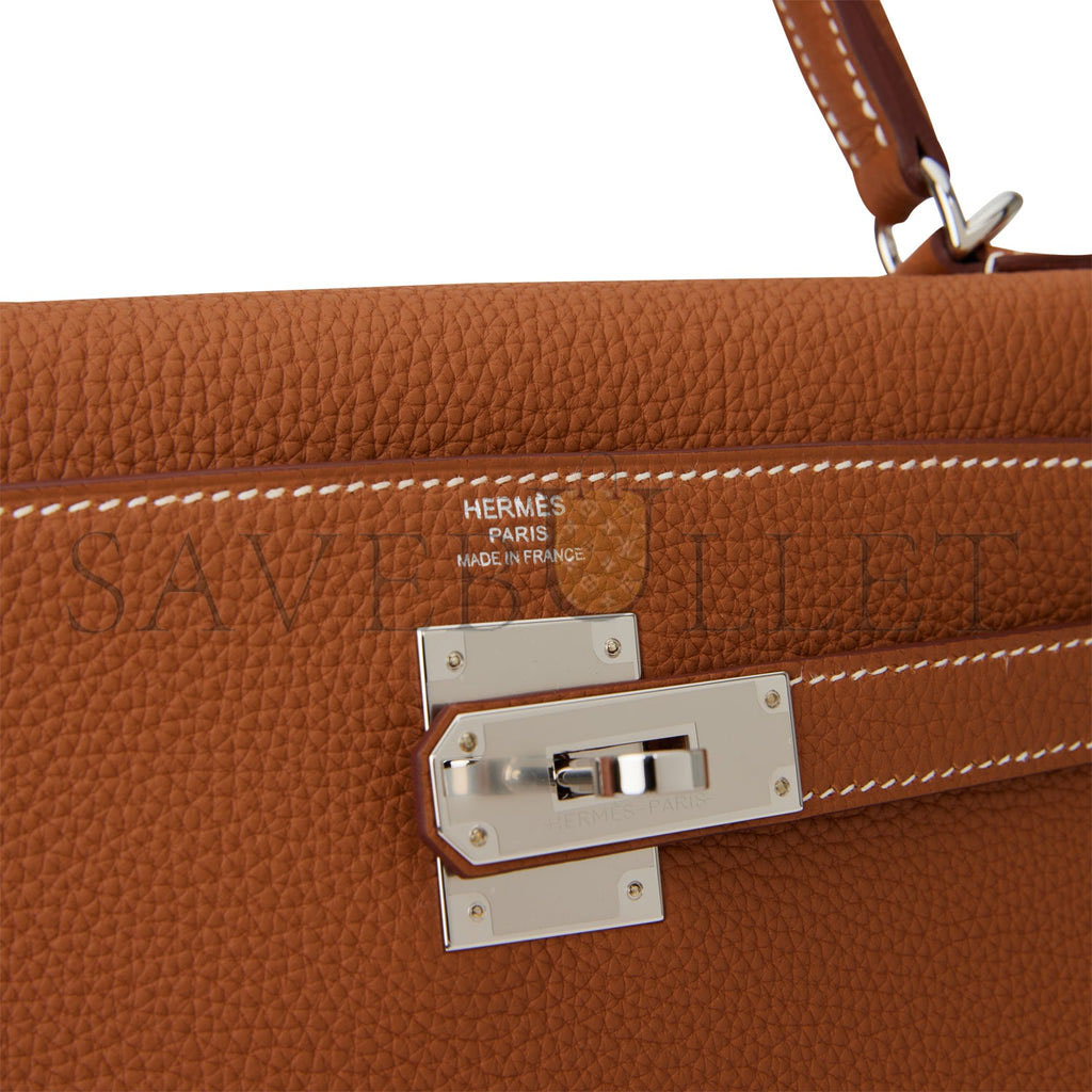 HERMES KELLY RETOURNE 28 GOLD TOGO PALLADIUM HARDWARE (28*22*10cm) HERMES KELLY RETOURNE 28 GOLD TOGO PALLADIUM HARDWARE (28*22*10cm)
