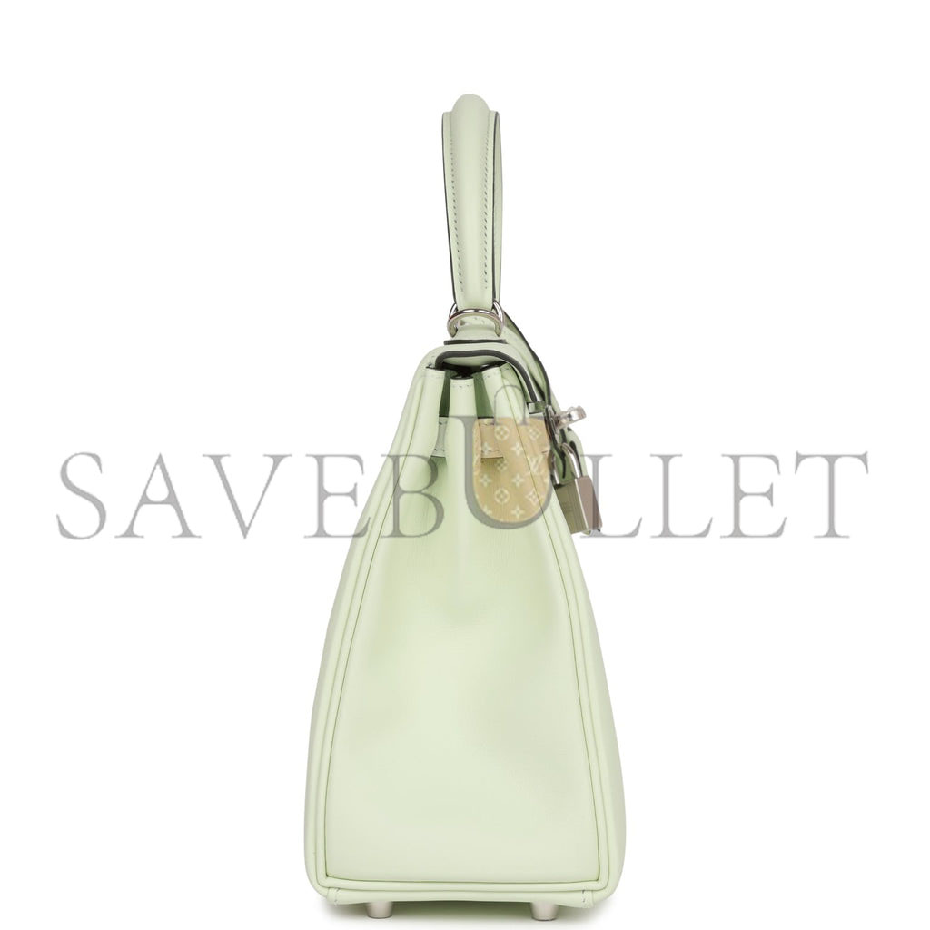 HERMES KELLY RETOURNE 25 VERT FIZZ SWIFT PALLADIUM HARDWARE HANDMADE (25*17*7cm) HERMES KELLY RETOURNE 25 VERT FIZZ SWIFT PALLADIUM HARDWARE HANDMADE (25*17*7cm)