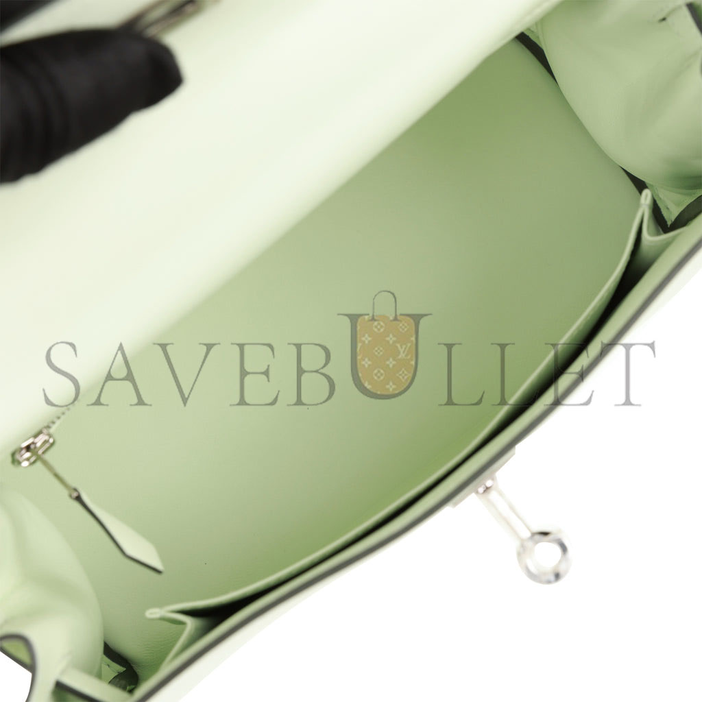 HERMES KELLY RETOURNE 25 VERT FIZZ SWIFT PALLADIUM HARDWARE HANDMADE (25*17*7cm) HERMES KELLY RETOURNE 25 VERT FIZZ SWIFT PALLADIUM HARDWARE HANDMADE (25*17*7cm)