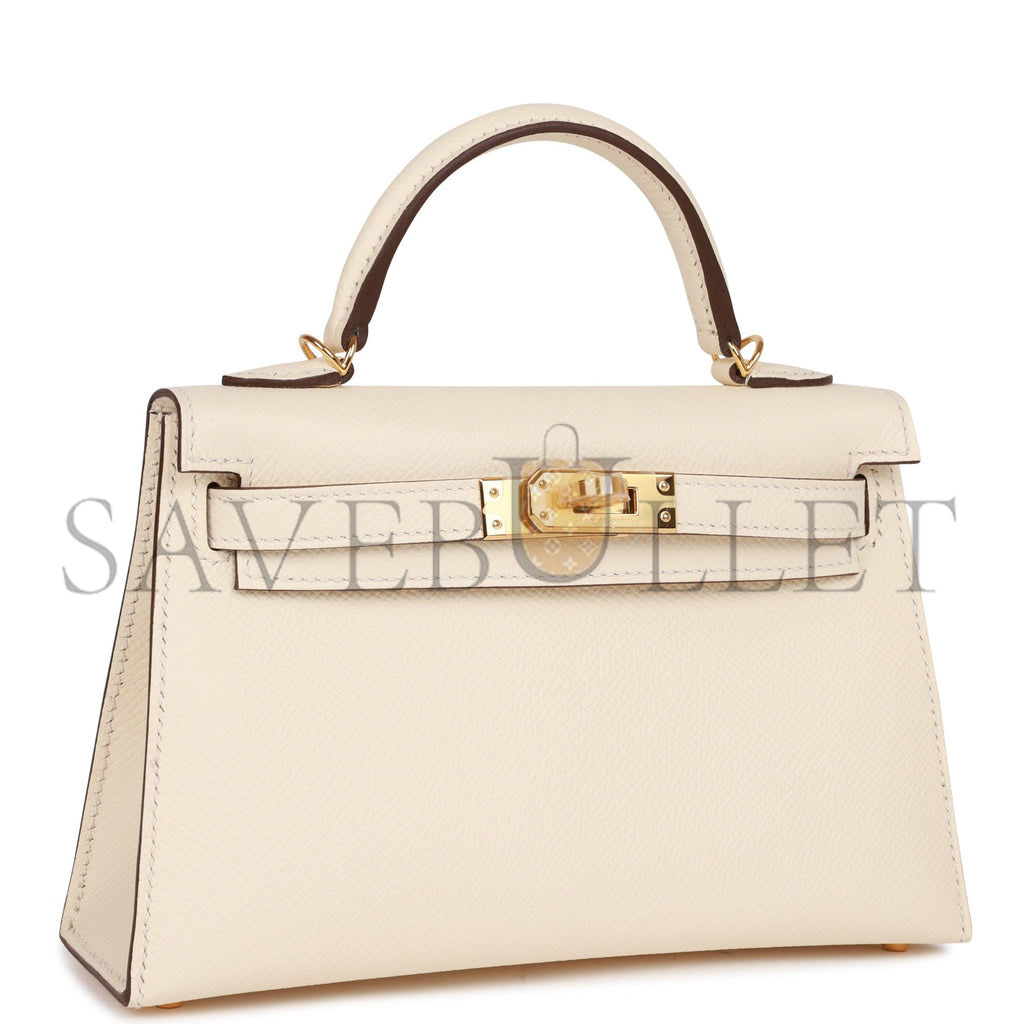 HERMES MINI KELLY SELLIER 20 NATA EPSOM GOLD HARDWARE (19*12*5.5cm) HERMES MINI KELLY SELLIER 20 NATA EPSOM GOLD HARDWARE (19*12*5.5cm)