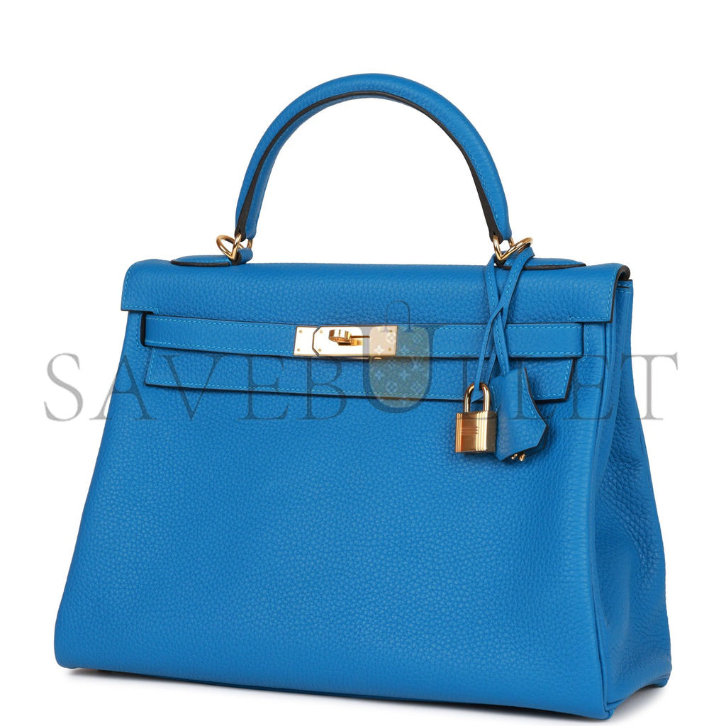 HERMES KELLY RETOURNE 32 MYKONOS CLEMENCE GOLD HARDWARE (32*23*10.5cm) HERMES KELLY RETOURNE 32 MYKONOS CLEMENCE GOLD HARDWARE (32*23*10.5cm)
