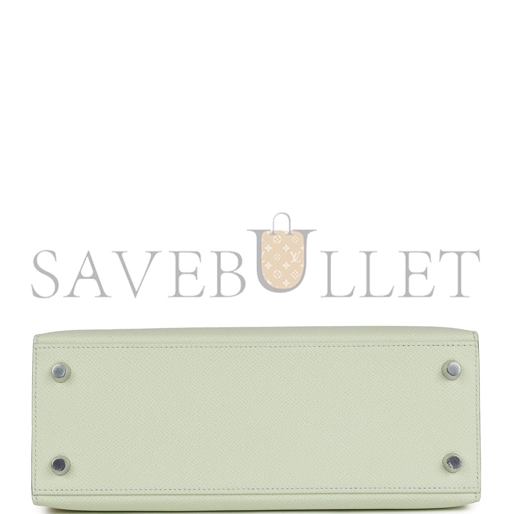 HERMES KELLY SELLIER 25 VERT FIZZ EPSOM PALLADIUM HARDWARE HANDMADE (25*17*7cm) HERMES KELLY SELLIER 25 VERT FIZZ EPSOM PALLADIUM HARDWARE HANDMADE (25*17*7cm)
