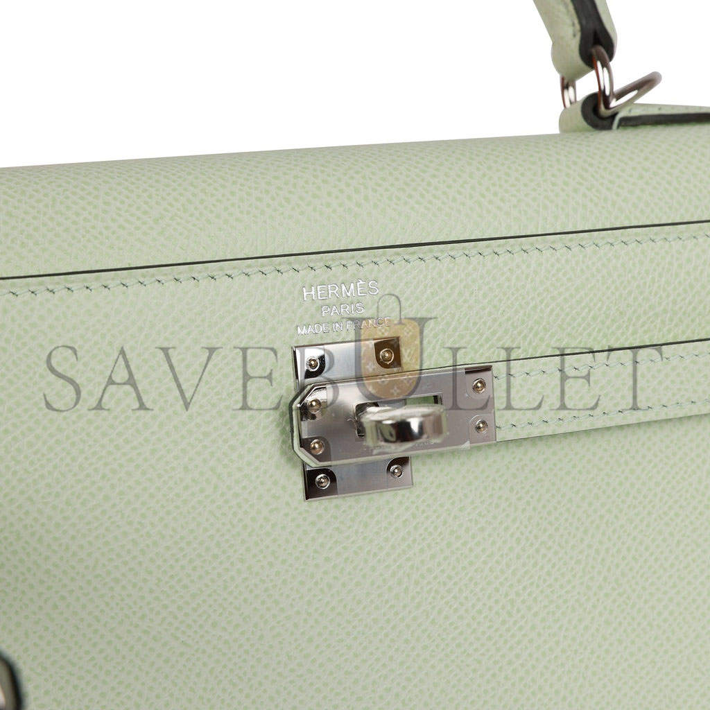 HERMES KELLY SELLIER 25 VERT FIZZ EPSOM PALLADIUM HARDWARE HANDMADE (25*17*7cm) HERMES KELLY SELLIER 25 VERT FIZZ EPSOM PALLADIUM HARDWARE HANDMADE (25*17*7cm)