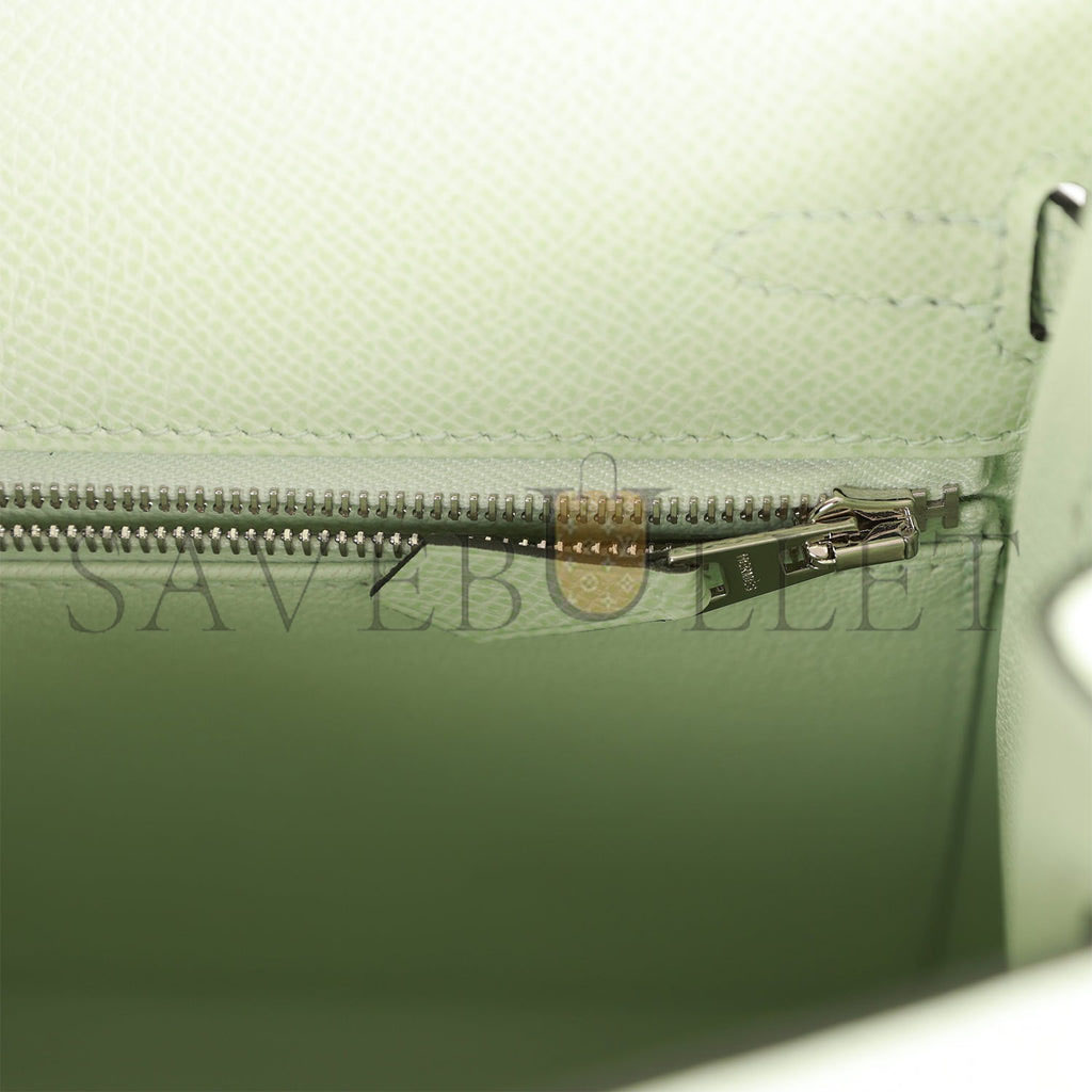 HERMES KELLY SELLIER 25 VERT FIZZ EPSOM PALLADIUM HARDWARE HANDMADE (25*17*7cm) HERMES KELLY SELLIER 25 VERT FIZZ EPSOM PALLADIUM HARDWARE HANDMADE (25*17*7cm)