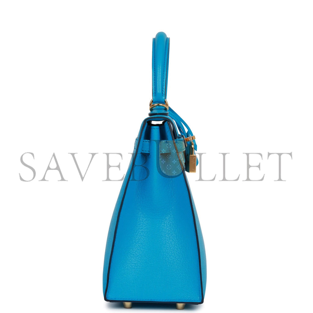 HERMES KELLY SELLIER 25 BLEU FRIDA CHEVRE GOLD HARDWARE (25*17*7cm) HERMES KELLY SELLIER 25 BLEU FRIDA CHEVRE GOLD HARDWARE (25*17*7cm)