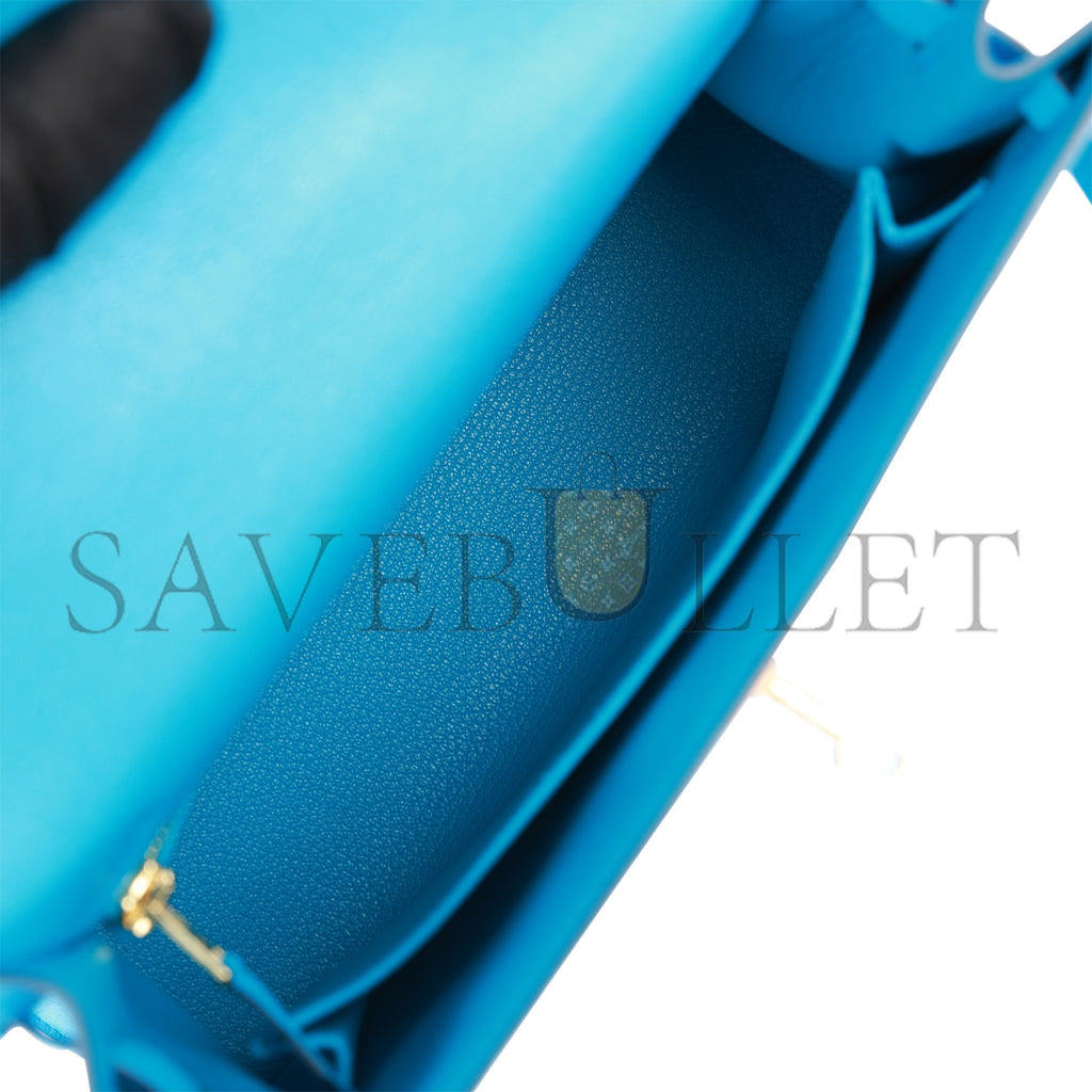 HERMES KELLY SELLIER 25 BLEU FRIDA CHEVRE GOLD HARDWARE (25*17*7cm) HERMES KELLY SELLIER 25 BLEU FRIDA CHEVRE GOLD HARDWARE (25*17*7cm)