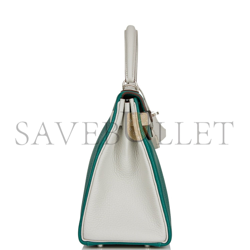 HERMES SPECIAL ORDER (HSS) KELLY RETOURNE 28 MALACHITE AND GRIS PERLE CLEMENCE BRUSHED PALLADIUM HARDWARE (28*22*10cm) HERMES SPECIAL ORDER (HSS) KELLY RETOURNE 28 MALACHITE AND GRIS PERLE CLEMENCE BRUSHED PALLADIUM HARDWARE (28*22*10cm)