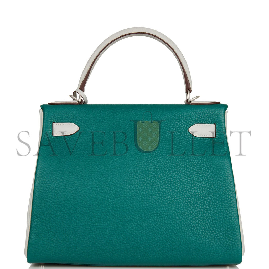 HERMES SPECIAL ORDER (HSS) KELLY RETOURNE 28 MALACHITE AND GRIS PERLE CLEMENCE BRUSHED PALLADIUM HARDWARE (28*22*10cm) HERMES SPECIAL ORDER (HSS) KELLY RETOURNE 28 MALACHITE AND GRIS PERLE CLEMENCE BRUSHED PALLADIUM HARDWARE (28*22*10cm)
