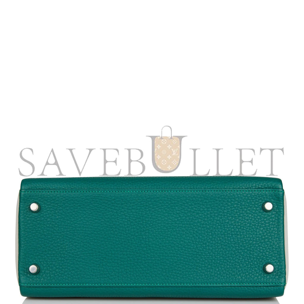 HERMES SPECIAL ORDER (HSS) KELLY RETOURNE 28 MALACHITE AND GRIS PERLE CLEMENCE BRUSHED PALLADIUM HARDWARE (28*22*10cm) HERMES SPECIAL ORDER (HSS) KELLY RETOURNE 28 MALACHITE AND GRIS PERLE CLEMENCE BRUSHED PALLADIUM HARDWARE (28*22*10cm)
