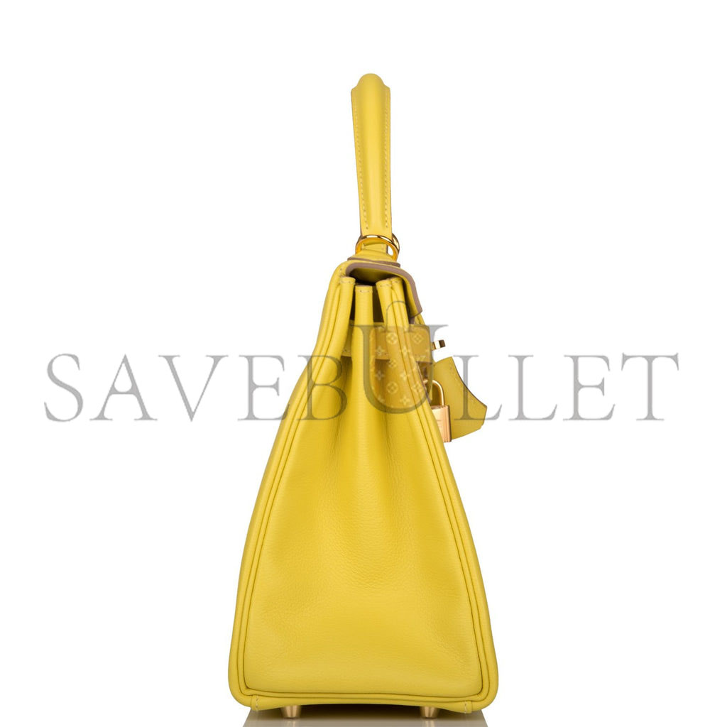 HERMES KELLY RETOURNE 28 LIME EVERCOLOR GOLD HARDWARE (28*22*10cm) HERMES KELLY RETOURNE 28 LIME EVERCOLOR GOLD HARDWARE (28*22*10cm)