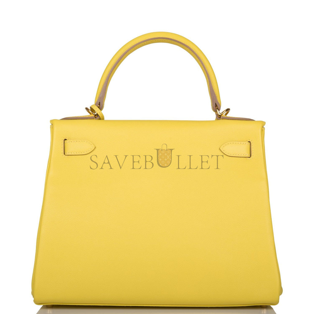 HERMES KELLY RETOURNE 28 LIME EVERCOLOR GOLD HARDWARE (28*22*10cm) HERMES KELLY RETOURNE 28 LIME EVERCOLOR GOLD HARDWARE (28*22*10cm)