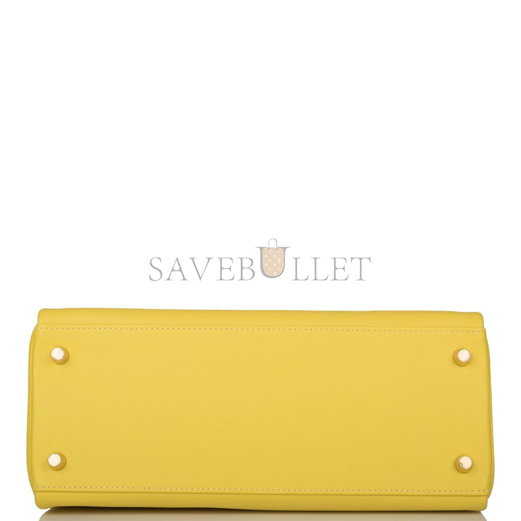 HERMES KELLY RETOURNE 28 LIME EVERCOLOR GOLD HARDWARE (28*22*10cm) HERMES KELLY RETOURNE 28 LIME EVERCOLOR GOLD HARDWARE (28*22*10cm)