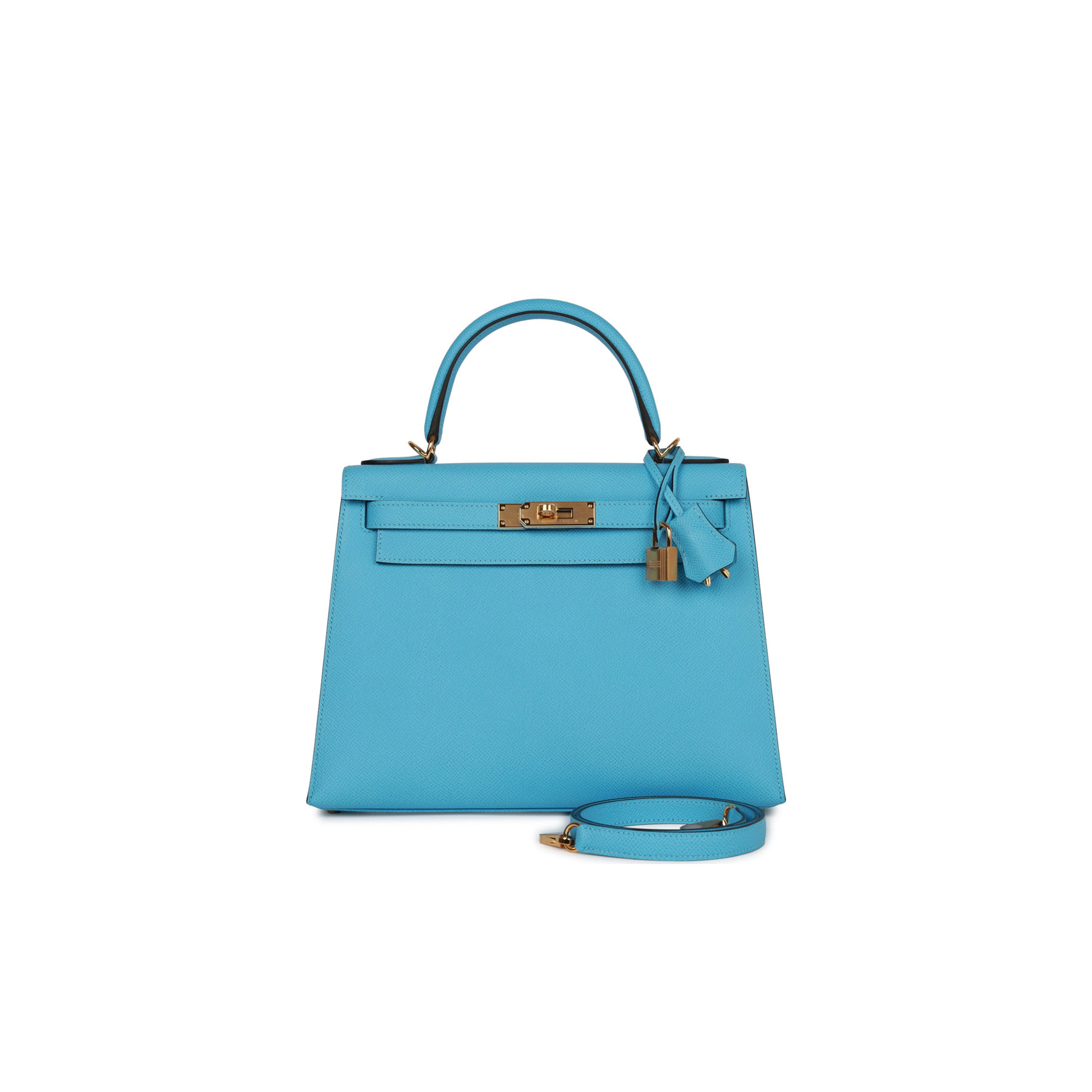 HERMES KELLY SELLIER 28 CELESTE EPSOM GOLD HARDWARE (25*17*7cm) HERMES KELLY SELLIER 28 CELESTE EPSOM GOLD HARDWARE (25*17*7cm)