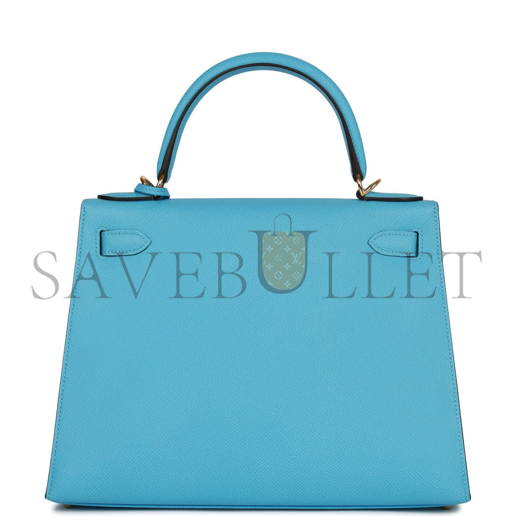 HERMES KELLY SELLIER 28 CELESTE EPSOM GOLD HARDWARE (25*17*7cm) HERMES KELLY SELLIER 28 CELESTE EPSOM GOLD HARDWARE (25*17*7cm)