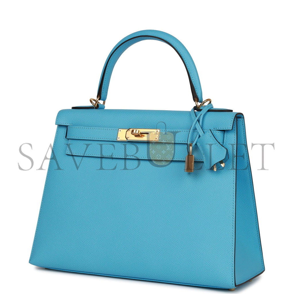 HERMES KELLY SELLIER 28 CELESTE EPSOM GOLD HARDWARE (25*17*7cm) HERMES KELLY SELLIER 28 CELESTE EPSOM GOLD HARDWARE (25*17*7cm)