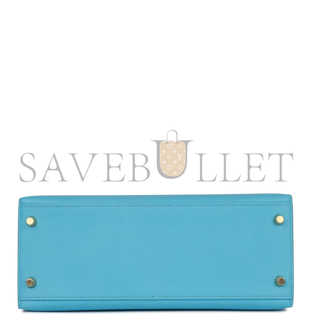 HERMES KELLY SELLIER 28 CELESTE EPSOM GOLD HARDWARE (25*17*7cm) HERMES KELLY SELLIER 28 CELESTE EPSOM GOLD HARDWARE (25*17*7cm)