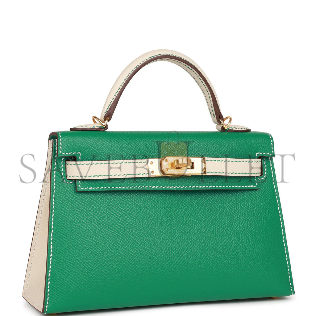 HERMES SPECIAL ORDER (HSS) KELLY MINI SELLIER 20 VERT JADE AND CRAIE EPSOM GOLD HARDWARE (19*12*5.5cm) HERMES SPECIAL ORDER (HSS) KELLY MINI SELLIER 20 VERT JADE AND CRAIE EPSOM GOLD HARDWARE (19*12*5.5cm)