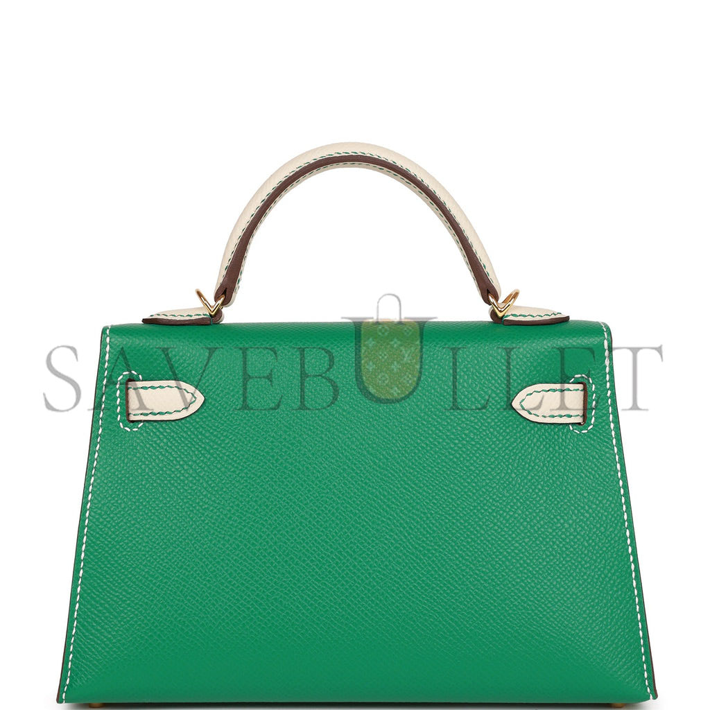 HERMES SPECIAL ORDER (HSS) KELLY MINI SELLIER 20 VERT JADE AND CRAIE EPSOM GOLD HARDWARE (19*12*5.5cm) HERMES SPECIAL ORDER (HSS) KELLY MINI SELLIER 20 VERT JADE AND CRAIE EPSOM GOLD HARDWARE (19*12*5.5cm)