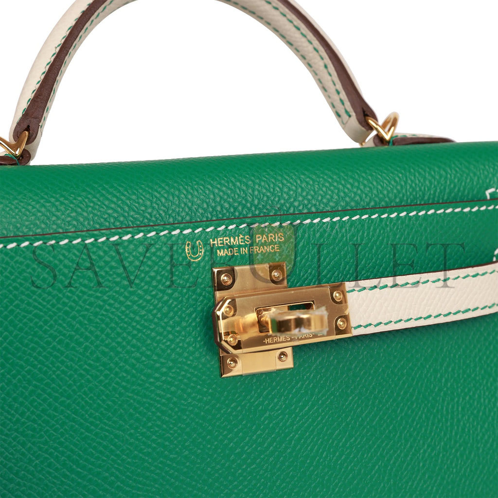 HERMES SPECIAL ORDER (HSS) KELLY MINI SELLIER 20 VERT JADE AND CRAIE EPSOM GOLD HARDWARE (19*12*5.5cm) HERMES SPECIAL ORDER (HSS) KELLY MINI SELLIER 20 VERT JADE AND CRAIE EPSOM GOLD HARDWARE (19*12*5.5cm)