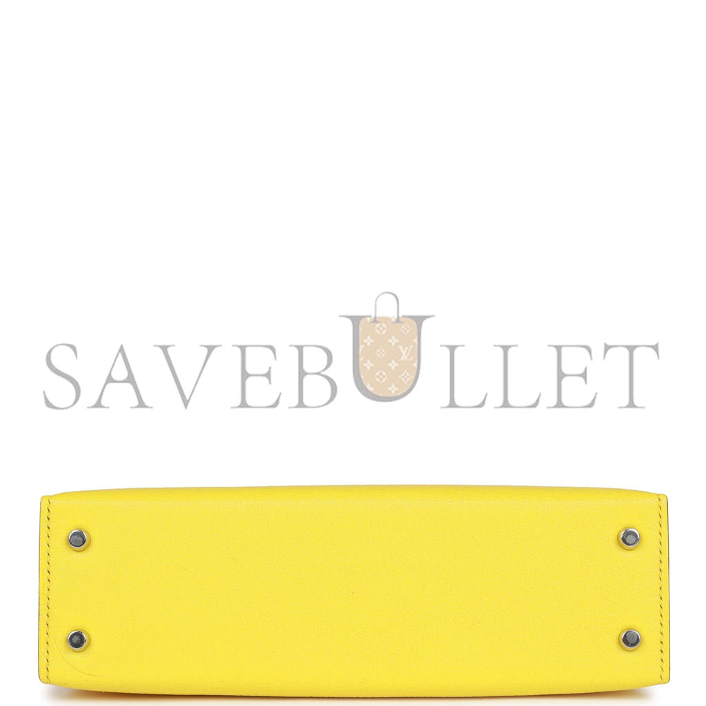 HERMES MINI KELLY SELLIER 20 JAUNE CITRON CHÈVRE PALLADIUM HARDWARE (19*12*5.5cm) HERMES MINI KELLY SELLIER 20 JAUNE CITRON CHÈVRE PALLADIUM HARDWARE (19*12*5.5cm)