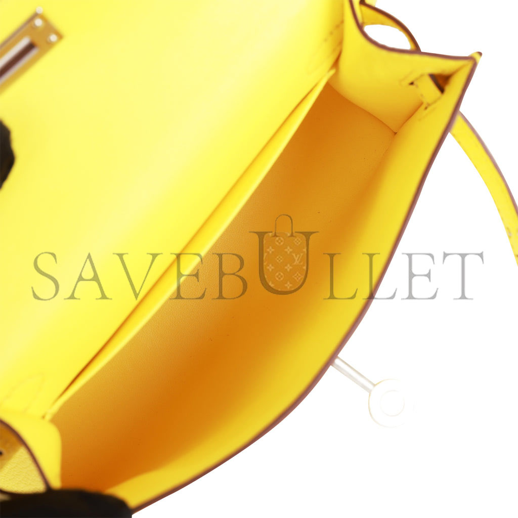 HERMES MINI KELLY SELLIER 20 JAUNE CITRON CHÈVRE PALLADIUM HARDWARE (19*12*5.5cm) HERMES MINI KELLY SELLIER 20 JAUNE CITRON CHÈVRE PALLADIUM HARDWARE (19*12*5.5cm)