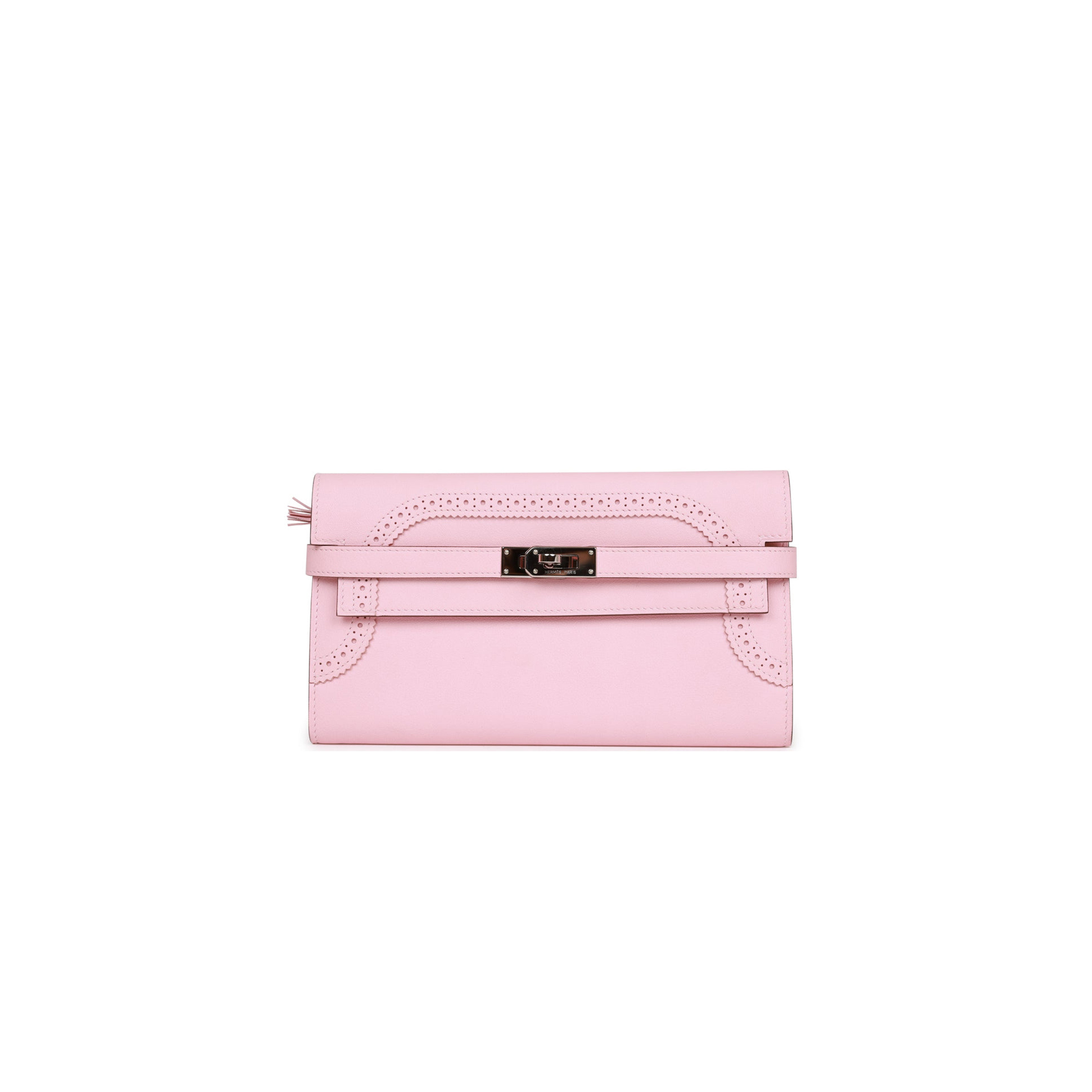 HERMES GHILLIES KELLY WALLET ROSE SAKURA SWIFT PALLADIUM HARDWARE (20cm) HERMES GHILLIES KELLY WALLET ROSE SAKURA SWIFT PALLADIUM HARDWARE (20cm)