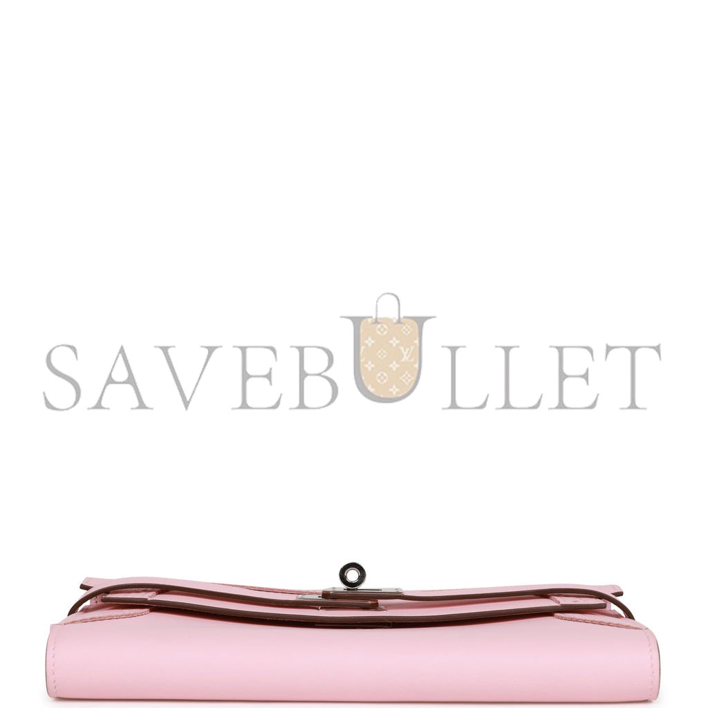 HERMES GHILLIES KELLY WALLET ROSE SAKURA SWIFT PALLADIUM HARDWARE (20cm) HERMES GHILLIES KELLY WALLET ROSE SAKURA SWIFT PALLADIUM HARDWARE (20cm)