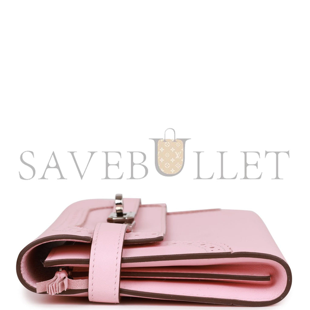 HERMES GHILLIES KELLY WALLET ROSE SAKURA SWIFT PALLADIUM HARDWARE (20cm) HERMES GHILLIES KELLY WALLET ROSE SAKURA SWIFT PALLADIUM HARDWARE (20cm)