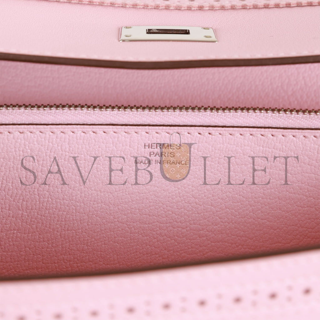 HERMES GHILLIES KELLY WALLET ROSE SAKURA SWIFT PALLADIUM HARDWARE (20cm) HERMES GHILLIES KELLY WALLET ROSE SAKURA SWIFT PALLADIUM HARDWARE (20cm)