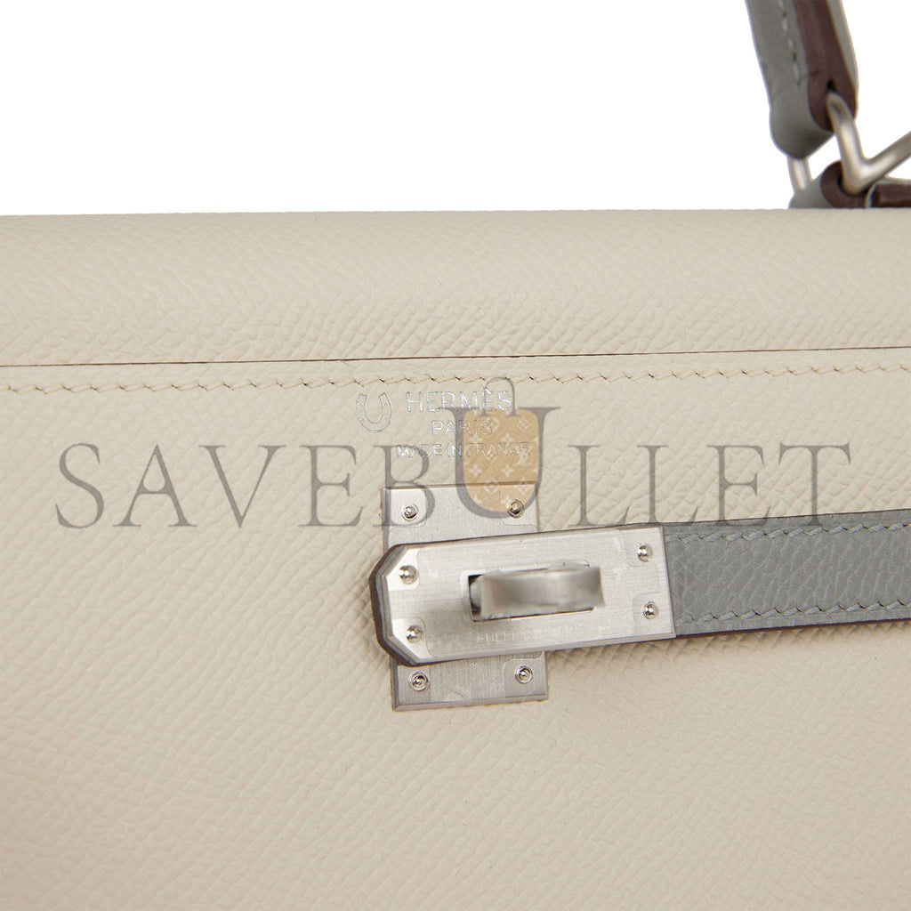 HERMES SPECIAL ORDER (HSS) KELLY SELLIER 25 CRAIE AND GRIS MOUETTE EPSOM BRUSHED PALLADIUM HARDWARE HANDMADE (25*17*7cm) HERMES SPECIAL ORDER (HSS) KELLY SELLIER 25 CRAIE AND GRIS MOUETTE EPSOM BRUSHED PALLADIUM HARDWARE HANDMADE (25*17*7cm)