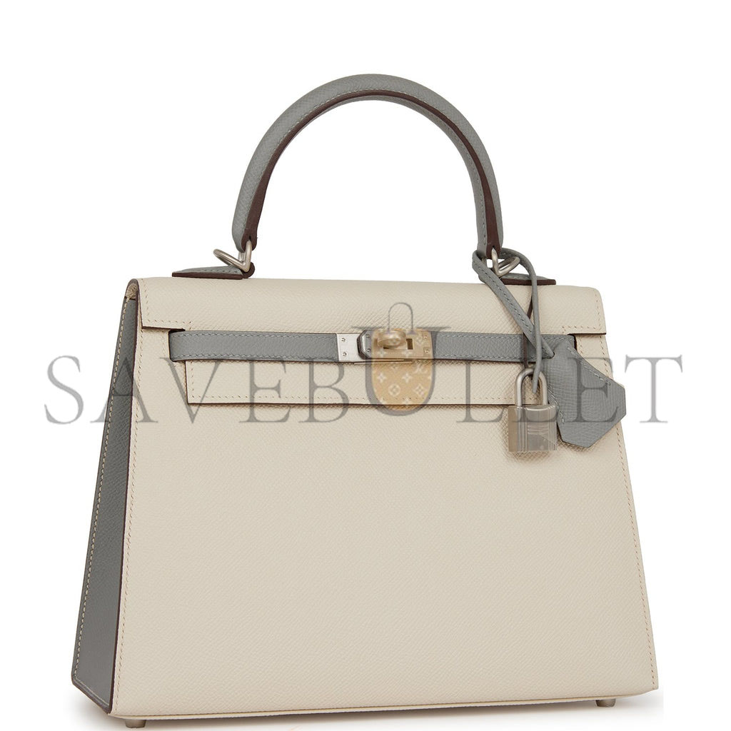 HERMES SPECIAL ORDER (HSS) KELLY SELLIER 25 CRAIE AND GRIS MOUETTE EPSOM BRUSHED PALLADIUM HARDWARE HANDMADE (25*17*7cm) HERMES SPECIAL ORDER (HSS) KELLY SELLIER 25 CRAIE AND GRIS MOUETTE EPSOM BRUSHED PALLADIUM HARDWARE HANDMADE (25*17*7cm)