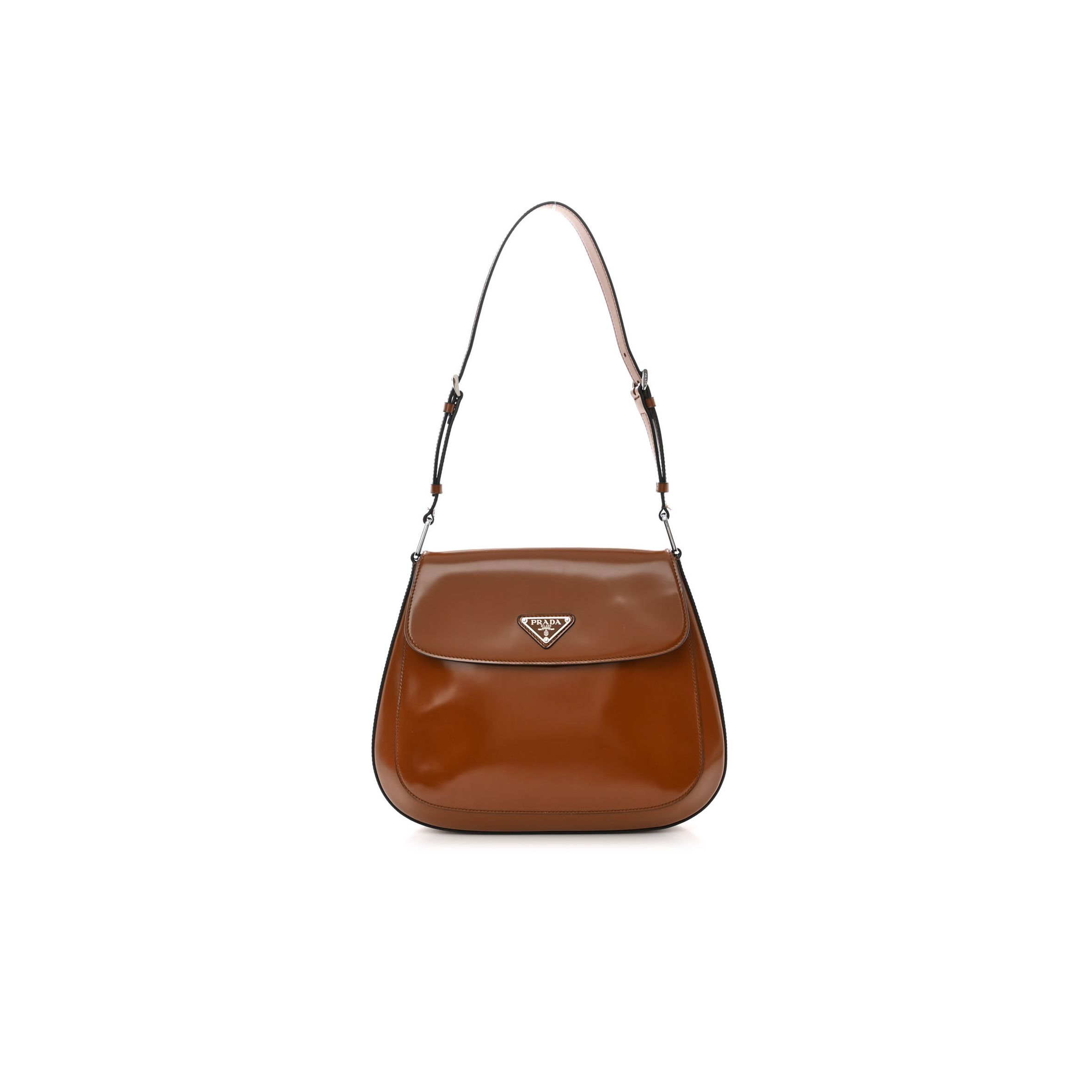 PRADA SPAZZOLATO CLEO FLAP SHOULDER BAG TOBACCO (24*21*6cm) PRADA SPAZZOLATO CLEO FLAP SHOULDER BAG TOBACCO (24*21*6cm)